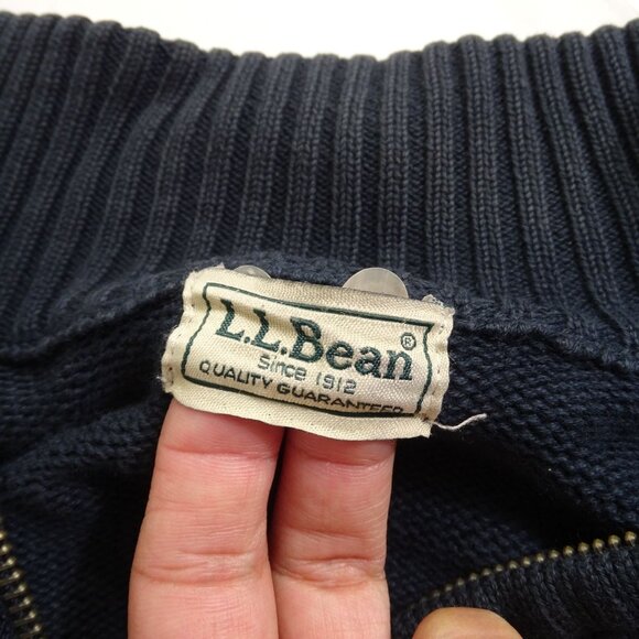LL Bean Navy Blue Full Zip Cardigan Sweater Men Size L Long Sleeve Casual Work - Picture 5 of 10